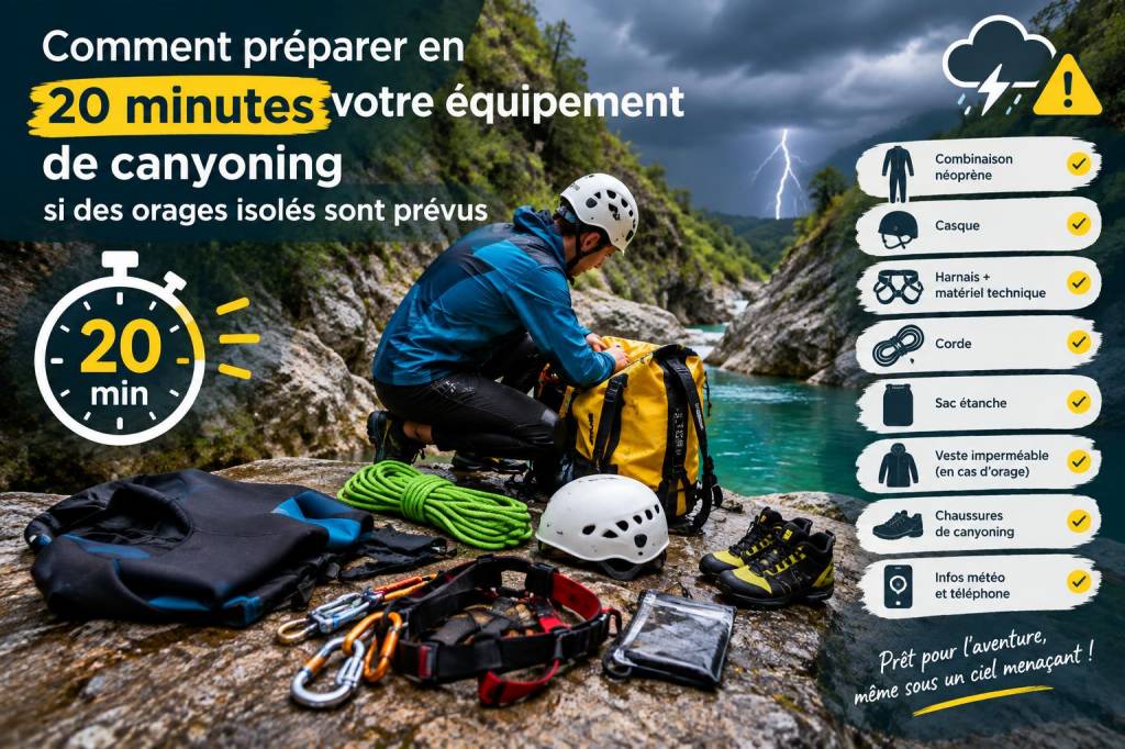 Comment préparer en 20 minutes votre équipement de canyoning si des orages isolés sont prévus
