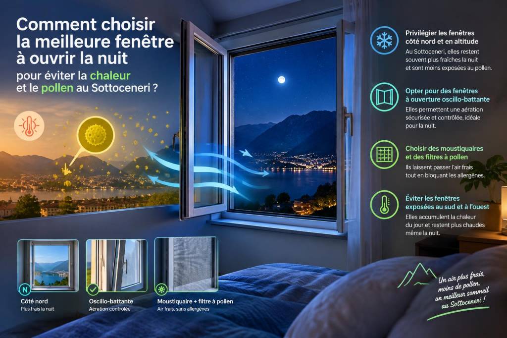 Comment choisir la meilleure fenêtre à ouvrir la nuit pour éviter la chaleur et le pollen au Sottoceneri